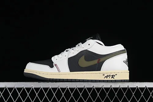 All categories Air Jordan Jordan series basketball shoes Air Jordan 1 Low Air Jordan 1 Low AJ1 Joe 1 black and green customized low-bang cultural casual sneakers DC0774-001